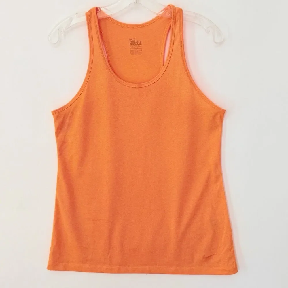 Nike DRI FIT Womens Size M Bright Orange Racerback Athletic Tank Gym Workout Top